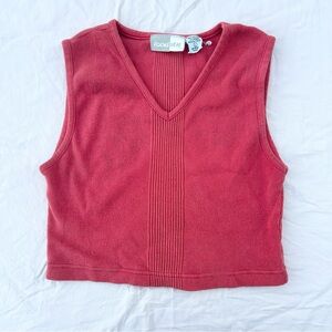 Vintage 90s Focus Wear Red Ribbed Cropped Tank Top, Y2K Streetwear Boho